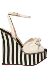 Charlotte Olympia 160mm Striped Cotton Linen Wedges