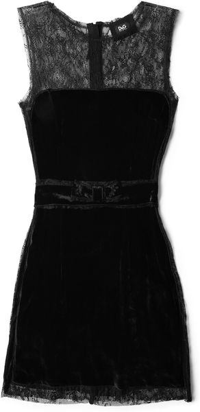 D&G Velvet Panel Lace Mini Dress - Lyst