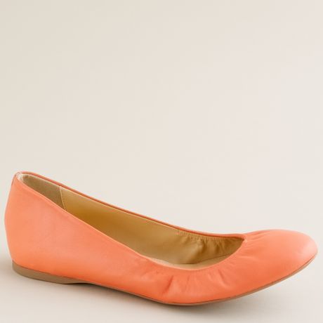 J.crew Cece Leather Ballet Flats in Orange (fresh mango) | Lyst