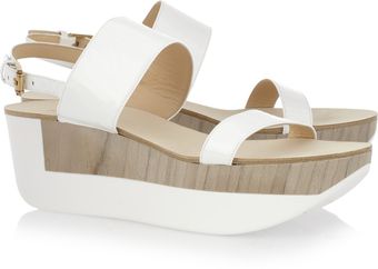 Jil Sander Patent-leather Platform Sandals - Lyst