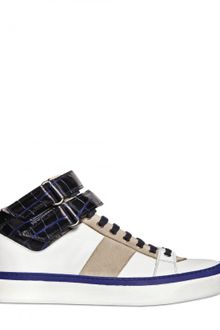 Jimmy Choo Nappa and Suede Croco Embossed Sneakers - Lyst