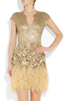 Matthew Williamson Feather and Crystal-Embellished Lace Dress - Lyst