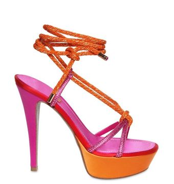 Rene Caovilla 130mm Satin & Swarovski Sandals - Lyst