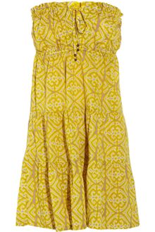 Tibi Printed Cotton Strapless Dress - Lyst
