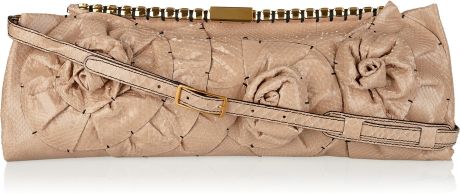 Valentino RosetteEmbellished Python Clutch in Beige (sand) - Lyst
