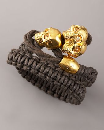 Alexander McQueen Woven Skull Bracelet - Lyst
