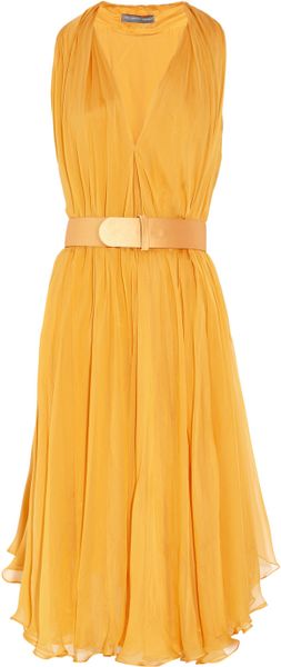 Alexander McQueen Belted Silk-Chiffon Dress - Lyst