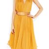 Alexander Mcqueen Belted SilkChiffon Dress in Yellow - Lyst