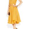 Alexander Mcqueen Belted SilkChiffon Dress in Yellow - Lyst