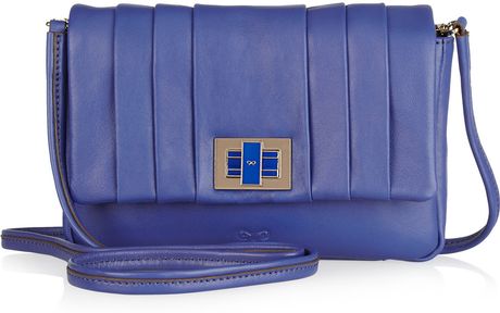 Anya Hindmarch Mini Gracie Leather Shoulder Bag in Blue (cobalt) - Lyst