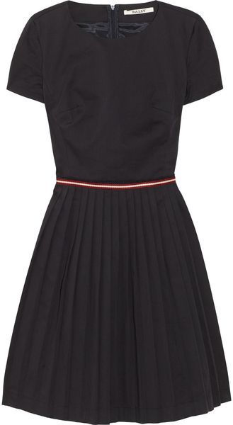 Bally Pleated Stretch Cotton-blend Dress - Lyst
