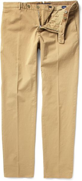 Incotex Slim Fit Cottonblend Chinos in Beige for Men (green) - Lyst