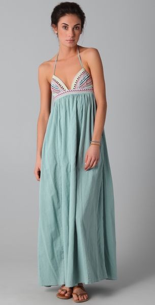 Mara Hoffman Embroidered Halter Maxi Dress - Lyst