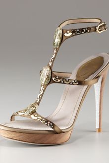 Rene Caovilla Shell-embellished T-strap Sandal - Lyst