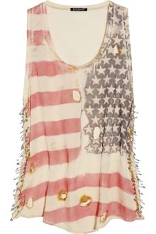Balmain Flag-print Silk Tank - Lyst