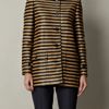 Burberry Prorsum Raffia Stripe Coat in Black (camel) - Lyst