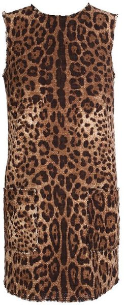  Leopard Printed Tweed Dress 
