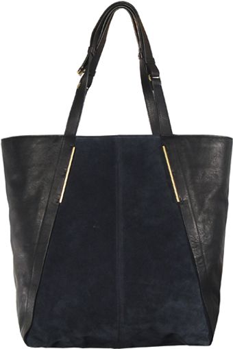 Lanvin Large Suede & Leather Shopping Bag in Blue - Lyst