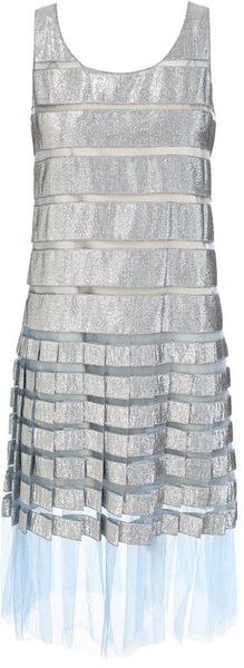 Marc Jacobs Silk Lamé Tiered Tulle Dress in Blue - Lyst