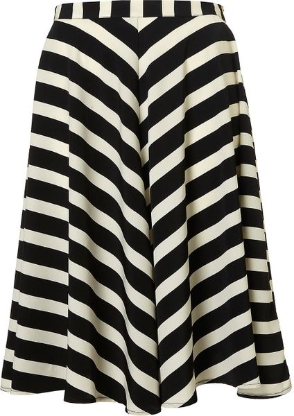 Topshop Stripe Full Circle Skirt in Black - Lyst
