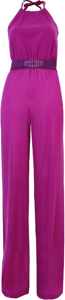 Alice + Olivia Farrah Halter Jumpsuit With Snake Trim - Lyst
