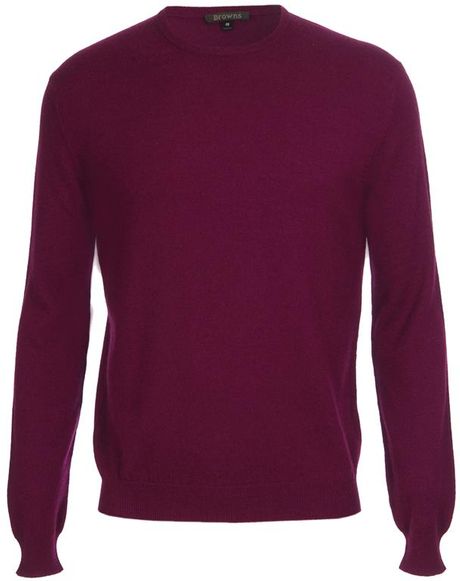Browns Cashmere Knit Sweater in Purple for Men (wine) - Lyst