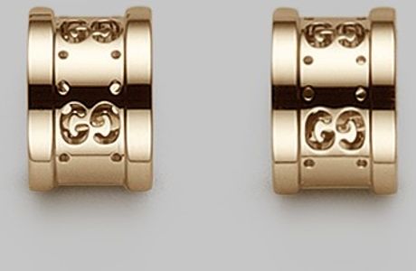 Gucci 18k Gold Logo Earrings in Gold (white-gold) - Lyst