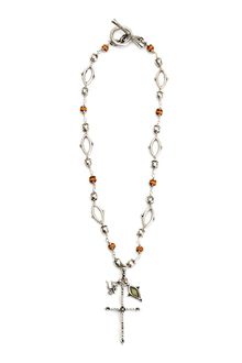 Lucky Brand Beaded Cross Charm Necklace - Lyst