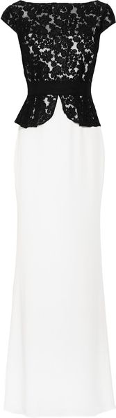 Notte By Marchesa SilkCrepe and Lace Gown in Black (white) - Lyst
