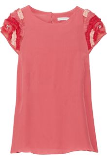 Sandro Esquis Embellished Silk Top - Lyst