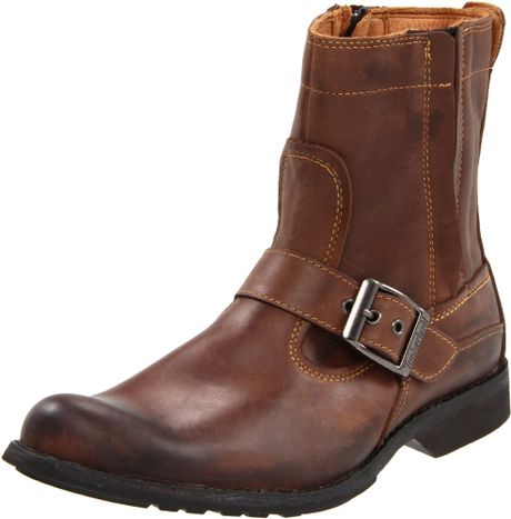 timberland earthkeeper side brown burnished boot zip buckle mens grain