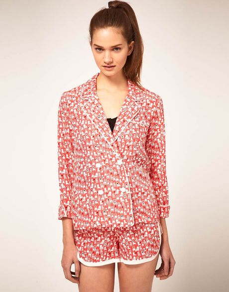 Asos Collection Asos Pyjama Jacket with Chair Print in Multicolor (multi) - Lyst
