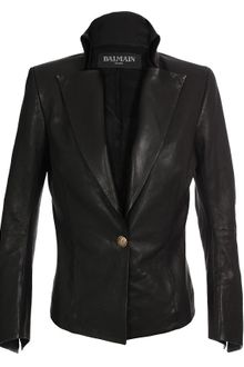 Balmain Structured Leather Blazer - Lyst