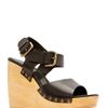 Mango Touch Wood Wedge Sandal in Black (02) - Lyst