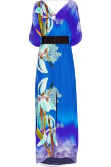 Matthew Williamson Belted Kimono-style Printed Silk Gown - Lyst