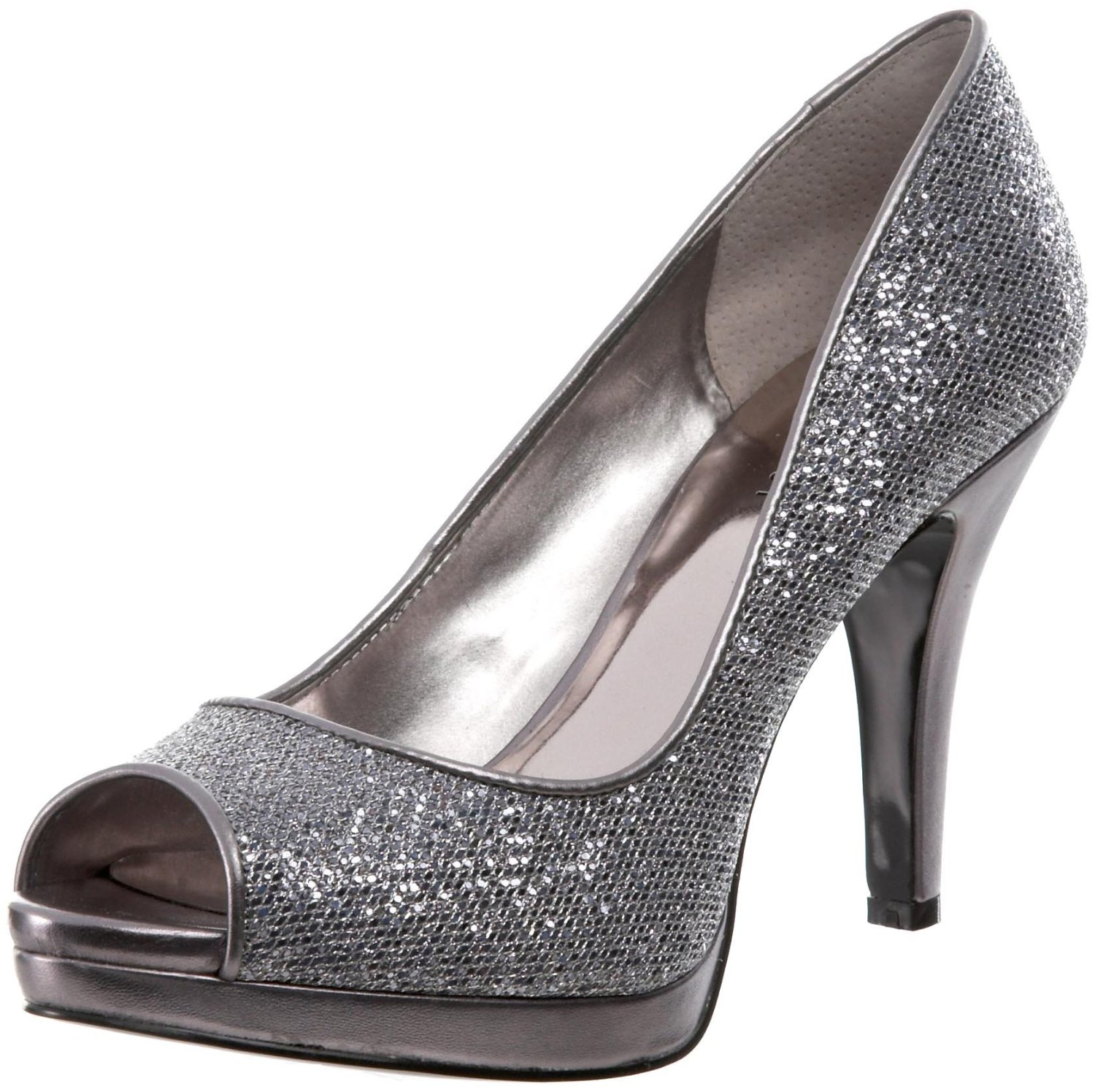 nine west silver evening shoes