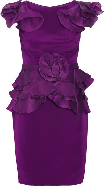 Notte By Marchesa Ruffled Silkcrepe Dress in Purple - Lyst