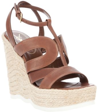 Yves Saint Laurent Wedge Sandal - Lyst