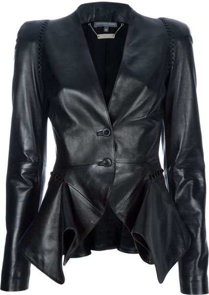 Alexander Mcqueen Structured Leather Blazer in Black - Lyst