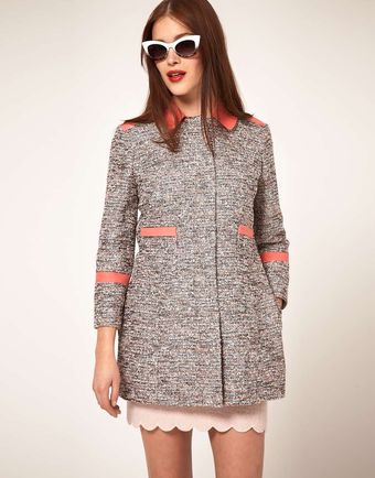 ASOS Collection Asos Textured Coat With Contrast Collar - Lyst