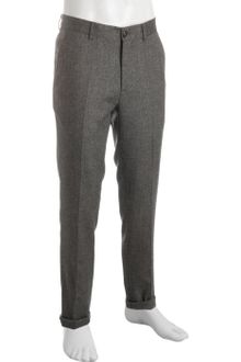 Brunello Cucinelli Dark Grey Herringbone Cotton Flat Front Pants - Lyst