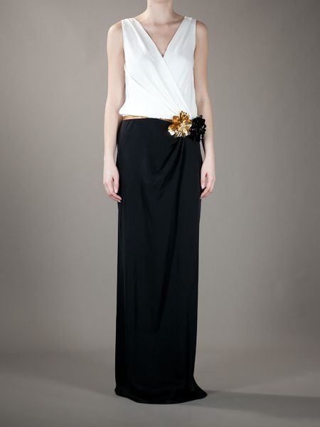Gucci Two Tone Evening Dress in Black (white)