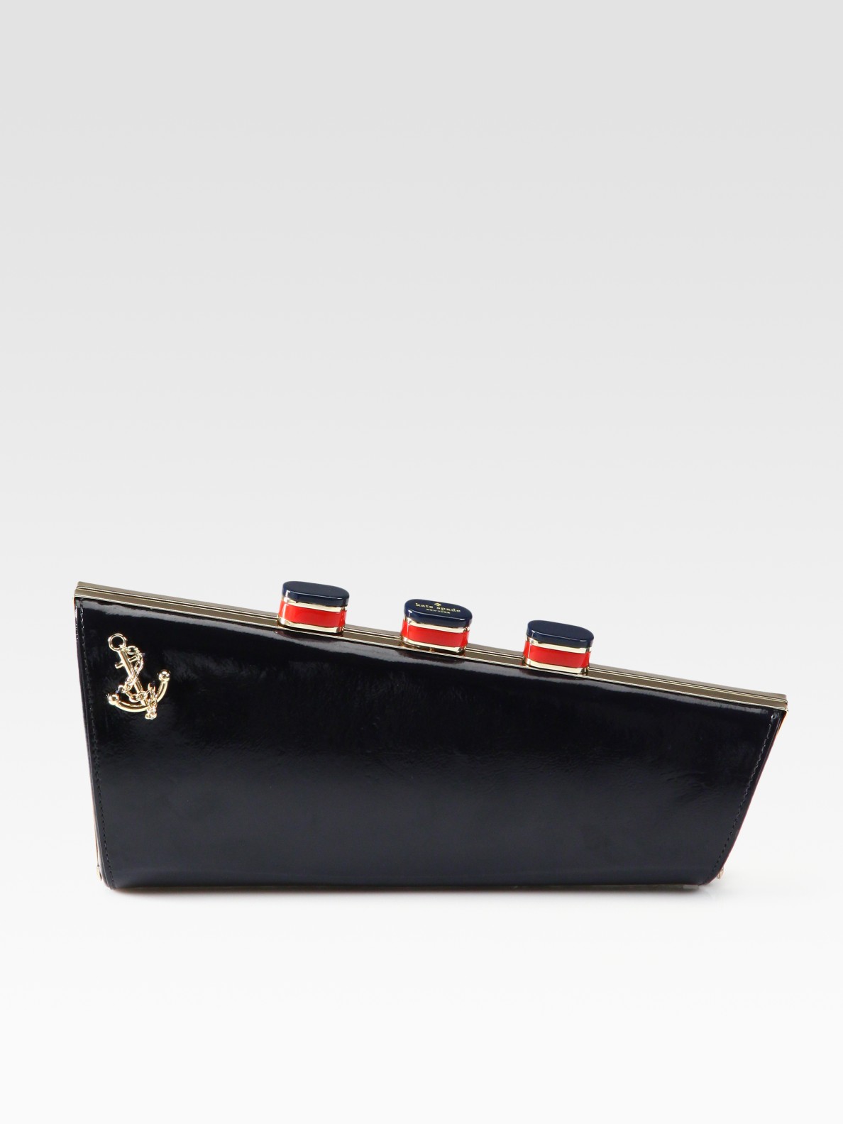 Kate Spade Ship Patent Leather Clutch in Black | Lyst