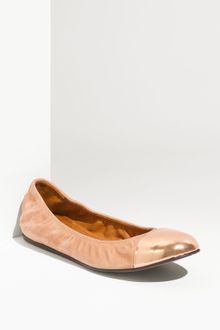 Lanvin Metallic Cap Toe Ballerina Flat - Lyst