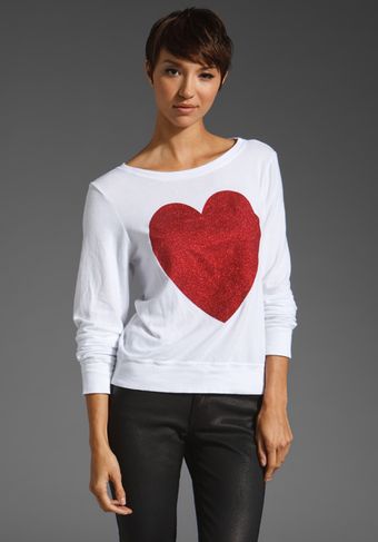  Red Sparkle Heart Baggy Beach Jumper 