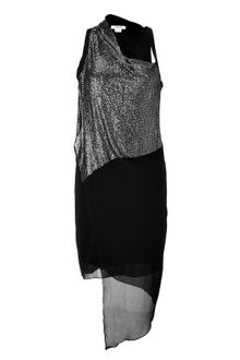 Helmut Lang Black Sequin-embellished Silk Dress - Lyst