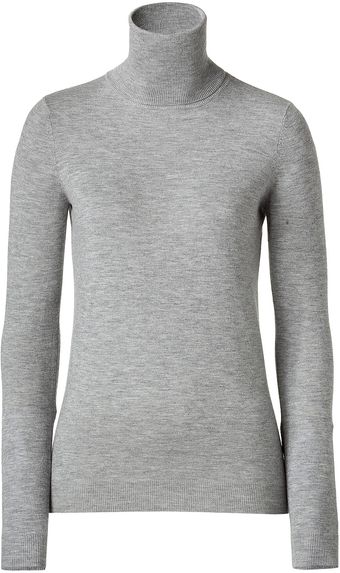  Heather Grey Cashmere Turtleneck Pullover 