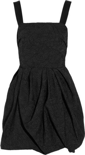 Lanvin Embroidered Bubbleskirt Crepe Dress in Black - Lyst