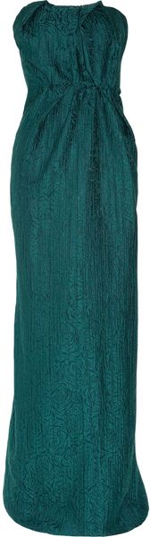  Rose Brocade Strapless Gown 