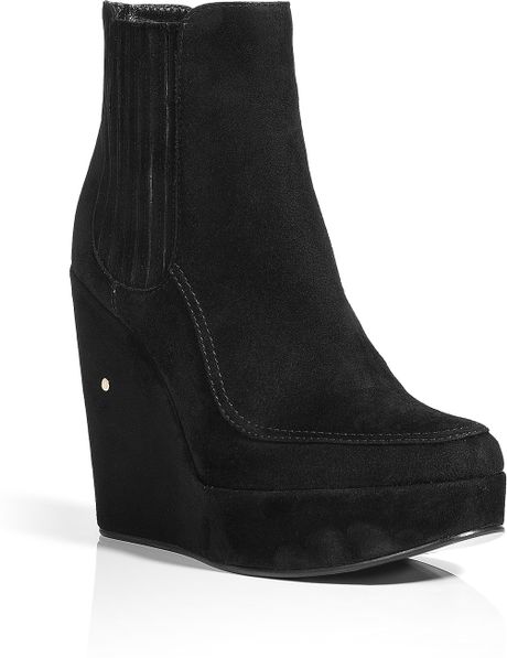 Laurence Dacade Black Suede Platform Booties in Black - Lyst
